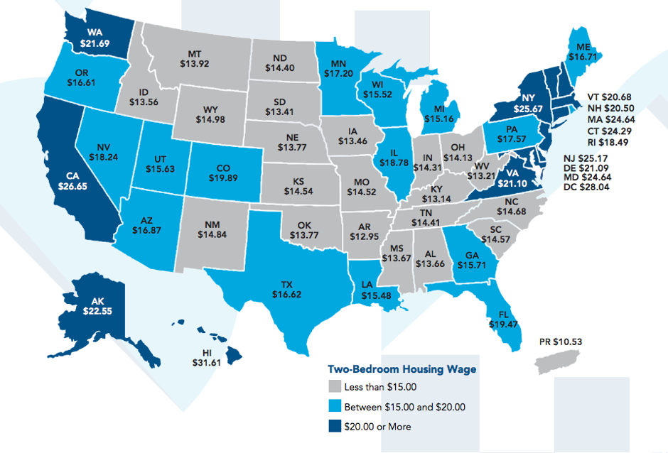 John Brown's Notes and Essays Map reveals minimum hourly wage needed